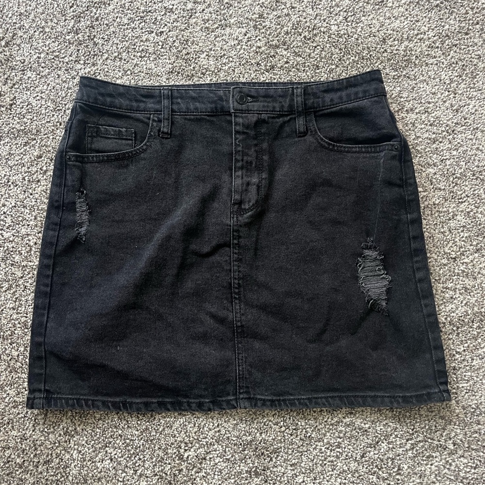 Black Denim Skirt